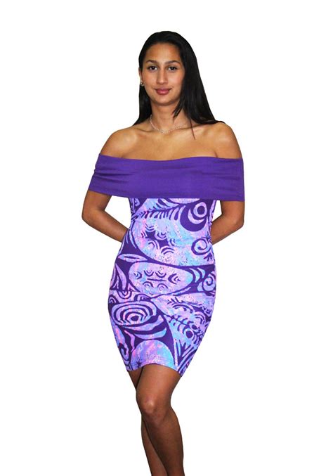 Moorea Vi Spandex Dress Pacific Islands Art