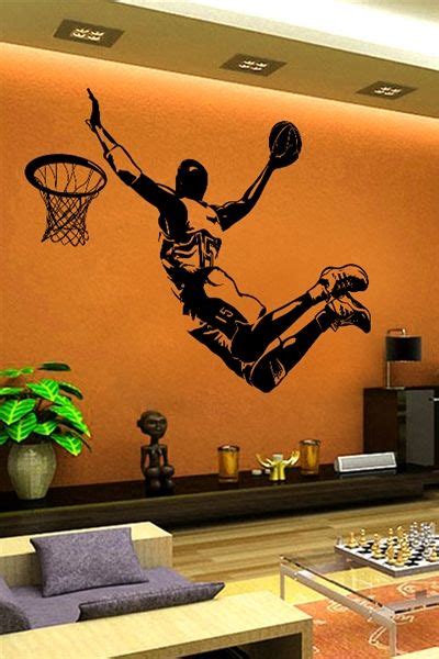 Wall Decals Slam Dunk Basketball Player Silhouette Large Mural Large