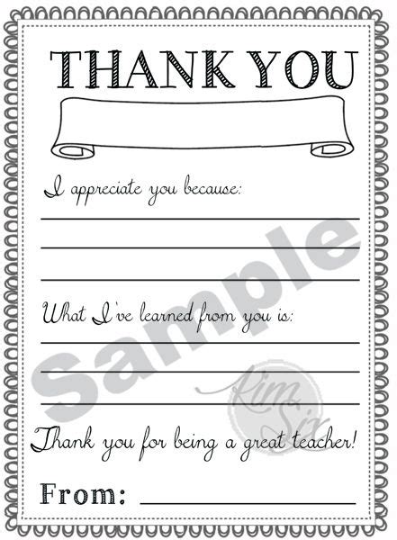 Teacher Appreciation Day Printable Thank You Notes Via