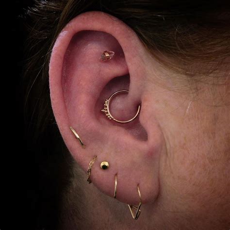 Fresh Daith And Faux Rook Combo For The Lovely Geri Using A Rose Gold