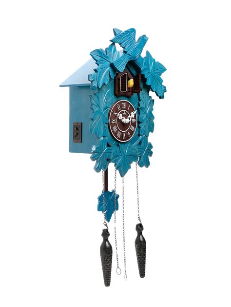Buy Blue Wooden Cuckoo Clock Bird Shape With Single Bird And Pendulum