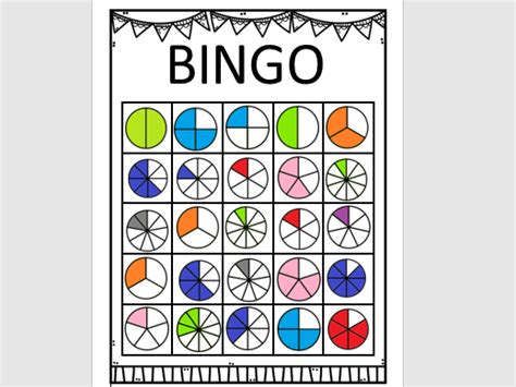 Fraction Bingo Game Revision Or Introduction To Fractions Teaching