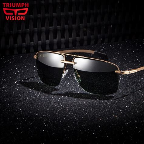 Triumph Vision Vintage Style Sun Glasses For Men Polarized Gold Frame Green Lens Sunglasses