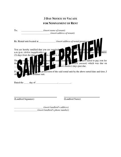 Serving the texas notice to vacate. Texas 3 Day Notice to Vacate for Nonpayment of Rent | Legal Forms and Business Templates ...