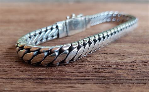 Elegant Heavy Thick Solid Sterling Silver Bracelet Handmade Etsy Uk