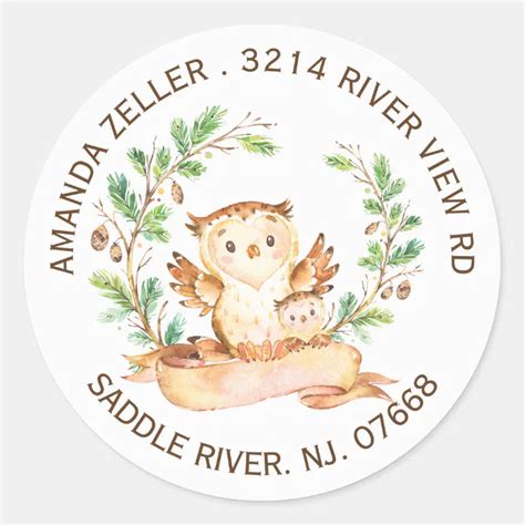 Woodland Owl Baby Shower Return Address Label Zazzle