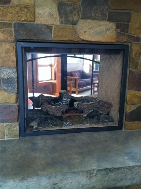 Hand Made Custom Fireplace Screen For See Through Gas Fireplace Tiede