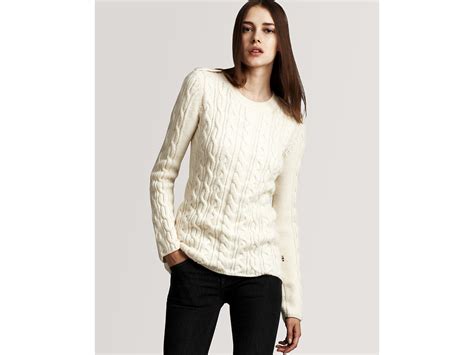 Lyst Burberry Brit Long Sleeve Cable Knit Sweater In White