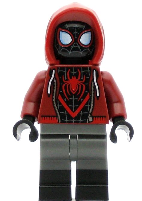 Lego Spider Man Minifigure Spider Man Miles Morales Dark Red Hood