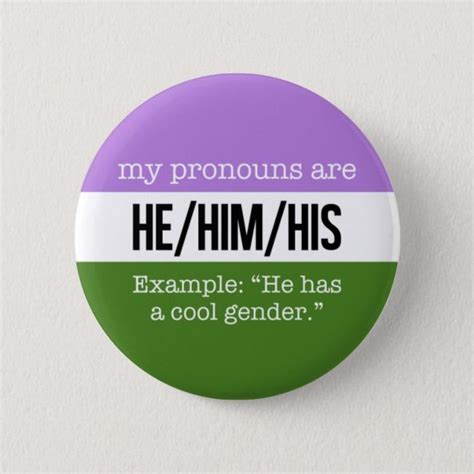He Him Pronouns Genderqueer Flag Button Adult Unisex Size 2¼ Inch Dark Green Indigo