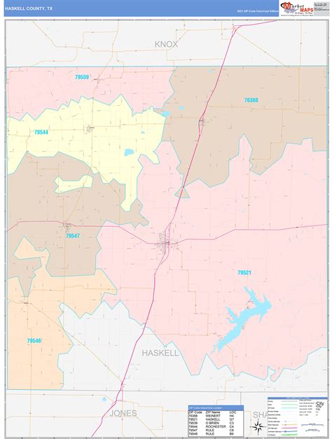 Haskell County Tx Wall Map Color Cast Style By Marketmaps