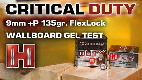 Hornady Critical Duty 9mm P 135gr Flexlock Wallboard Gel Test