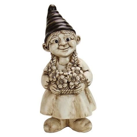 exhart girl gnome holding flowers 3004 gnome statue girl gnome gnome garden