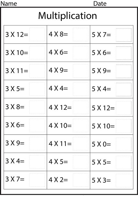 Multiplication Drills 1 12 Times Tables Worksheets Math Time Tables Worksheets Activity