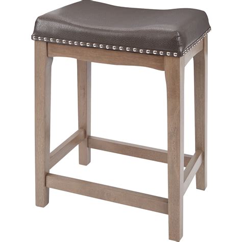 Better Homes And Gardens Wayne 24 Natural Wood And Grey Faux Leather
