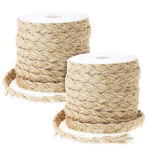 Genie Crafts 2 Pack Natural Jute Rope Thick Braided Twine String For