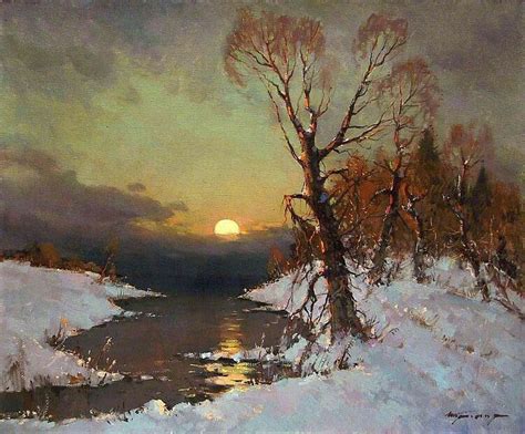 Alexander Kremer Russian Oil Landscape Art Painting Winter