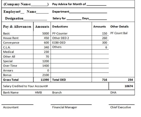 50 Salary Slip Sample Templates For Free Excel And Word