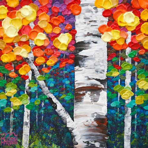 7 New 12″x12″mini Birch And Aspen Tree Paintings By Canadian