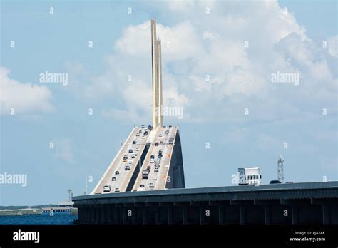 The Sunshine Skyway Bridge Spans Tampa Bay In Florida Usa Stock Photo
