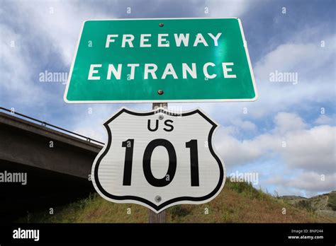 Freeway Entrance Sign Us 101 Between Los Angeles And San Francisco Ca