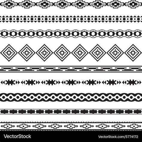 Seamless Pattern Borders Tribal Set Royalty Free Vector