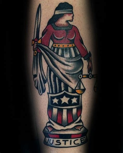 Old School Traditional Mens Lady Justice Tattoo Designs Traditional