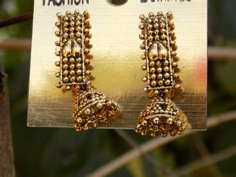 Authentic Oxidized Golden South Indian Temple Shaped Earrings