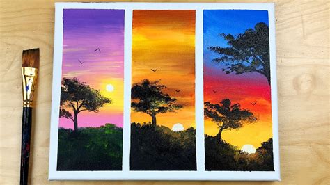 3 Easy Sunset Acrylic Painting Sunset Easy Acrylic Painting For