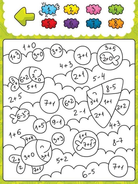 Kolorowanki wykorzystane do obliczeń, źródło: Pin by alegasz on kolorowanki matematyczne | Preschool math, Math for kids, Kindergarten math ...