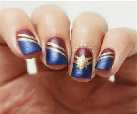 Captain Marvel Avengers Nails Marvel Nails Disney Gel Nails