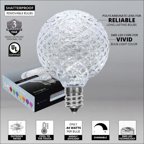 G50 Cool White Opticore Led Globe Light Bulbs E12 Base