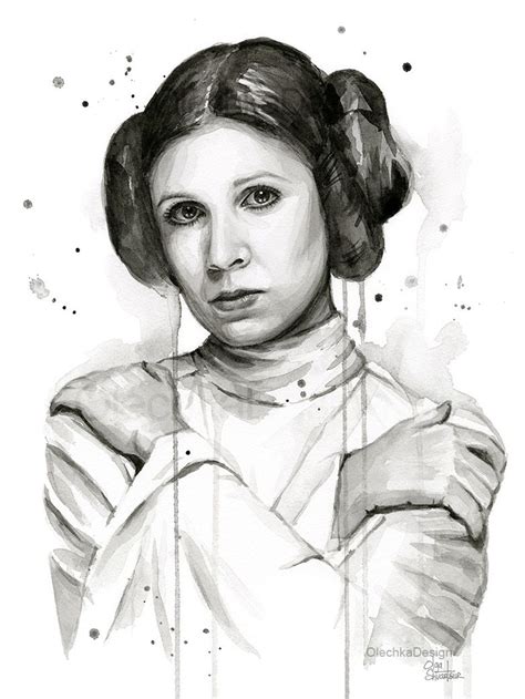Princess Leia Watercolor Portrait By Olechkadesign Facebook Instagram Website Leia Star