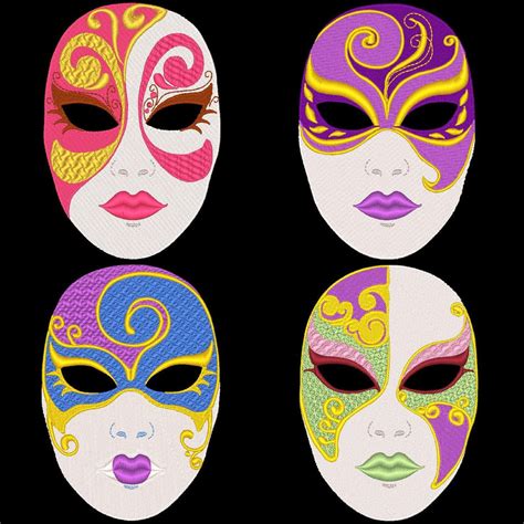 Fantasy Carnival Masks 4inch 12 Machine Embroidery Designs Etsy