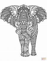 Coloring Zentangle Pages Elephant Printable Public sketch template