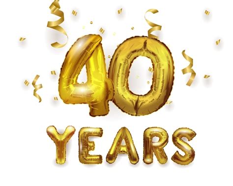Premium Vector Number 40 Birthday Celebration Gold Foil Helium