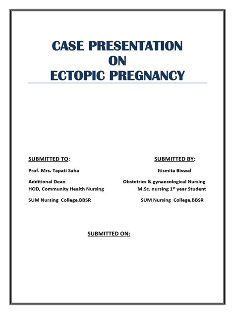 Case Presentation On Ectopic Pregnancy New Pdf Surgery Pregnancy