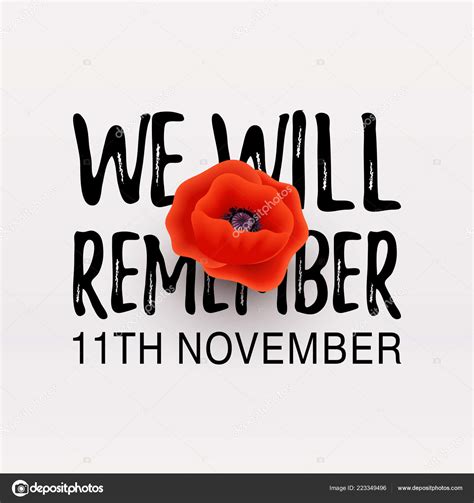 Remembrance Day Poppy Banner Card We Will Remember Quote 11th