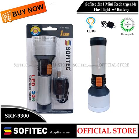 Sofitec Rechargeable Flashlight W Battery Emergency Light Camping 1led