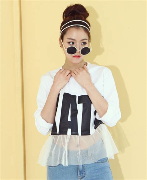 [dabagirl] Kate Printed See Through Frilled Cropped Top Kstylick Latest Korean Fashion K