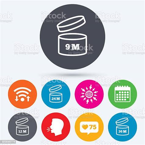 After Opening Use Icons Expiration Date Product Stock Illustration