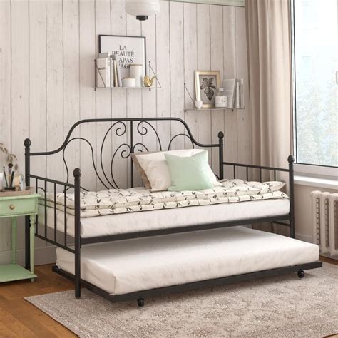 Dhp Ivorie Metal Daybed With Trundle Twintwin Black