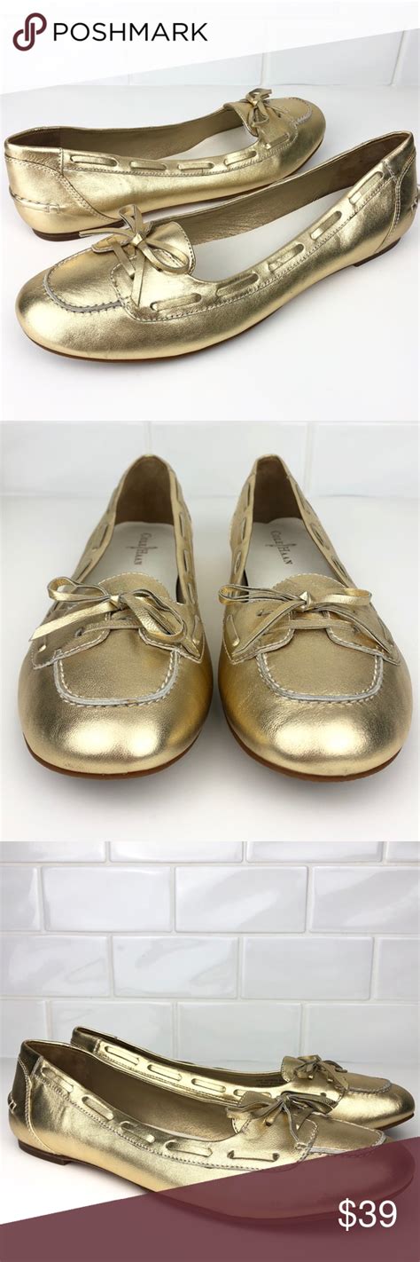 New Cole Haan Nike Air Gold Leather Flats 95 Aa Leather Flats