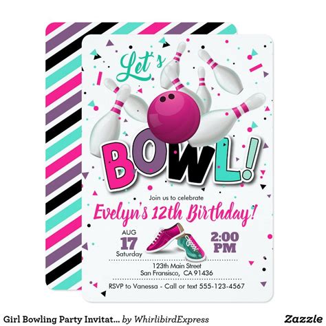 Girl Bowling Party Invitation For Bowling Party Zazzle Bowling