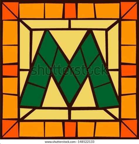 M Mosaic Alphabet Capital Letters Stained Stock Vector Royalty Free