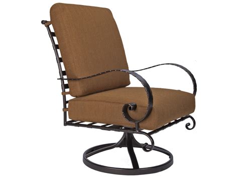 Ow Lee Classico Wide Arms Wrought Iron Swivel Rocker Lounge Chair 956