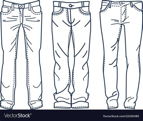 Drawing Blue Jeans Outline Jean Mens Jean Vector Image On How To Draw
