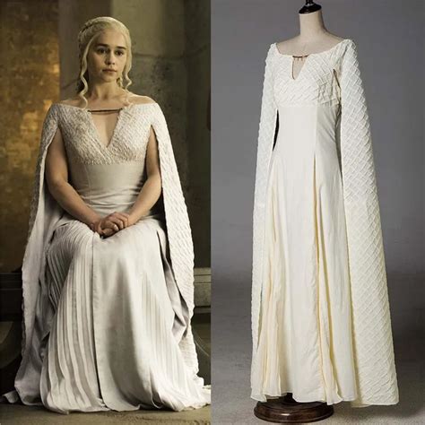 Game Of Thrones 5 Qarth Daenerys Targaryen Vestido Branco Cosplay Trajes Vestido Longo Mulheres