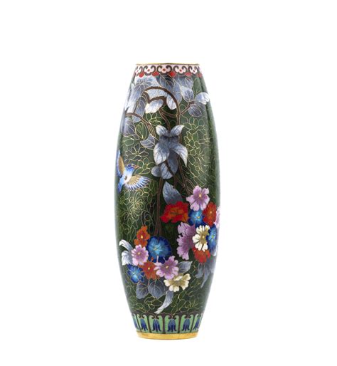 A Vintage Chinese Cloisonne Floral Vase Artzze