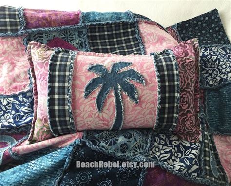 Boho Rag Quilt Throw In Blues Pinks And Purples Batik And Etsy
